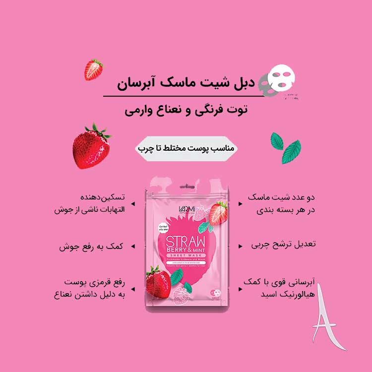 دبل شیت ماسک وارمی حاوی عصاره توت فرنگی و نعناع-2